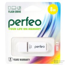 Perfeo USB Drive 8GB C01 White PF-C01W008