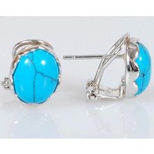 Серьги серебряные с бирюзой "Овал"