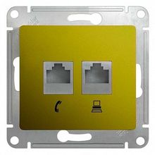 Розетка 2xRJ11+RJ45 Cat.5 GLOSSA, фисташковый |  код. GSL001085 |  Schneider Electric