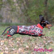 Тёплый комбинезон ForMyDogs для таксы девочки чёрно красный FW504-2017 F