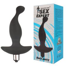 Bior toys Чёрный вибратор для массажа простаты Sex Expert Back Party - 13,5 см. (черный)