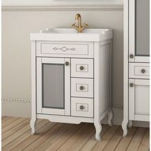 Тумба с раковиной ASB-Mebel Флоренция Квадро 60 белая патина серебро витраж