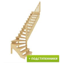 Лестница К-001М 3 П 15 ступеней (h=3,12 м) с подступенками, сосна