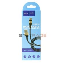 Data кабель USB HOCO X26 USB Type C, 1 метр, черно-золотой