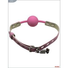 X-Market Ltd Розовый силиконовый кляп с фиксацией розовыми кожаными ремешками (розовый)
