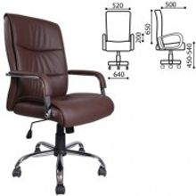 Кресло для руководителя, офисное BRABIX Space EX-508", экокожа, хром, коричневое"