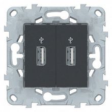 Розетка 2xUSB UNICA NEW, антрацит |  код. NU542754 |  Schneider Electric