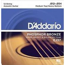 EJ37 Phosphor Bronze Комплект струн для 12-струнной гитары, ф бр, M.Top H.Bottom, 12-54, DAddario