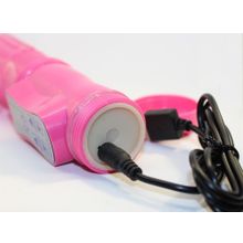 Перезаряжаемый розовый вибратор с ротацией - 22,5 см. Розовый