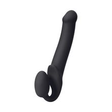  Черный безремневой страпон Silicone Bendable Strap-On L