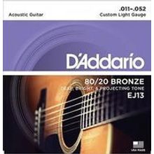 EJ13 BRONZE 80 20 Струны для акустической гитары бронза Custom Light 11-52 D`Addario