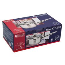 Ковш 1,5л со стеклянной крышкой Regent Inox Cucina 93-CU-01