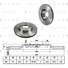 Диск Тормозной Передний Вентилируемый Ford Mondeo Scorpio 93-> Blitz арт. BS0336