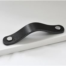 Ручка скоба CAPPIO м о 128 мм, черная, кожаная