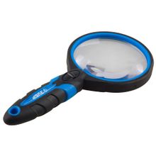 Лупа ЗУБР "ЭКСПЕРТ" 2-х компонентный корпус,  с подсветкой, 3-и 6-и кратное увеличение, диаметр линзы 75мм