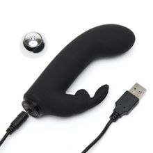 Черный вибратор с клиторальным отростком Greedy Girl Mini Rabbit Vibrator - 14 см. (187705)