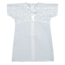 Трон Плюс для крещения с коротким рукавом и вышивкой белая