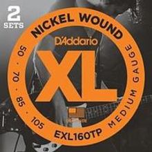 EXL160TP Nickel Wound Струны для бас-гитары, Medium, 50-105, 2 комплекта, Long Scale, DAddario