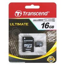 Карта памяти micro SDHC 16Gb Transcend Class 10 + ADP