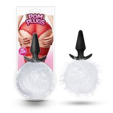 Blush Novelties Силиконовая анальная пробка с белым заячьим хвостом Fur Pom Pom - 12,7 см. (белый)