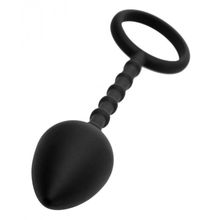 Эрекционное кольцо с каплевидной анальной пробкой Imbed Silicone Anal Plug and Cock Ring Черный