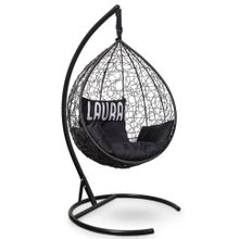 Кресло кокон подвесное SEVILLA VELOUR черное + каркас