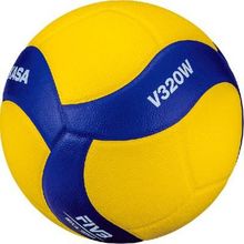Мяч волейбольный MIKASA V320W р 5, синт.кожа , 18 пан, клееный, сине-желтый