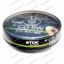 Диск TDK CD-RW 700MB 4-12X кейкбокс (10)