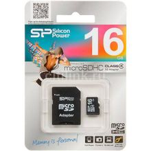 Карта памяти micro SDHC 16Gb Silicon Power Class 4 + ADP