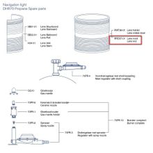 DHR Запасное стекло DHR RRD37-01 для красного кругового газового навигационного огня DHR70 Propane