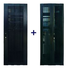 TWT-CBB-DR47-8x-S-P1 Комплект дверей 47U, 800 мм, черный, передняя - перфор, задняя - распашн перфор