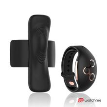 Черно-золотая вибровкладка в трусики с пультом-часами Anne s Desire Vibro Panty Wireless Watchme (черный с золотистым)