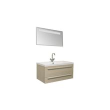 Aquanet Мебель для ванной Нота 100 алюминий (светлый дуб) - Зеркало Нота 50*90 аллюм