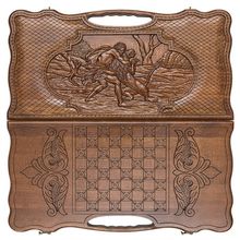 Нарды резные "Самсон и лев" с ручкой 60