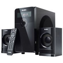 sven (sven АС ms-2000, чёрный, акустическая система 2.1, мощность(rms):18Вт+2х11 Вт, fm-тюнер, usb sd, дисплей, ПДУ) sv-01302000bk