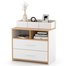 Нижегородмебель и К Комод Вуди два ящика 02.10 цвет белый премиум дуб крафт золотой ID - 295619