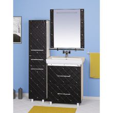 Misty Тумба с раковиной Гранд Luxe 80 черно белая кожа CRISTALLO