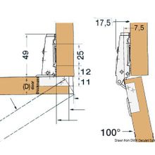 Osculati Spring hinge 15-19 mm 94x54 mm, 38.525.43