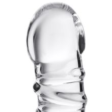 Фаллос со спиралевидным рельефом из прозрачного стекла - 16 см. (28507)