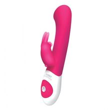 Розовый стимулятор G-точки с клиторальным отростком The G-spot Rabbit - 22 см. ярко-розовый