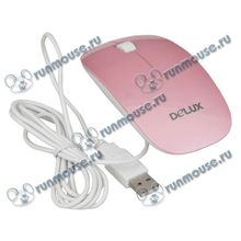 Оптическая мышь Delux "DLM-111", 2кн.+скр., розово-белый (USB) (ret) [105069]