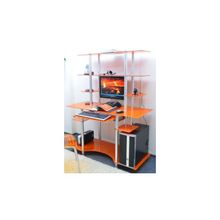 Прямой компьютерный стол G019G6 стекло оранжевое с блёстками, ножки серебро