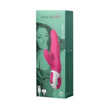 Satisfyer Ярко-розовый вибратор  Satisfyer Vibes Mr. Rabbit с клиторальным отростком - 22,1 см.