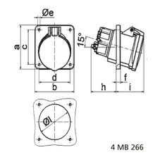 Bals Панельная розетка c наклоном Bals 120306 400 В 63 А 5 полюсов IP44  Quick-Connect серо-красная