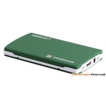 Мобил рек Orient 204U2, for SATA 2.5 HDD, USB 2.0, кож.чехол, green, ret