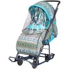 НИКА Cанки-коляска Умка 3-1Вязанный Бирюзовый