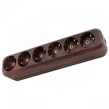 Колодка розеточная   ЭКО 6-местный, с заземлением, бук, SQ1806-0071 |  код. SQ1806-0071 |  TDM
