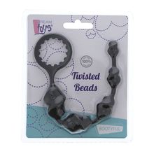 Черная анальная цепочка TWISTED BEADS - 23 см. Черный