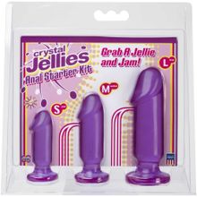 Набор из трех фиолетовых анальных фаллоимитаторов Crystal Jellies Anal Starter Kit Фиолетовый