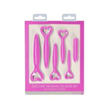 Набор розовых вагинальных расширителей с вибропулей Silicone Vaginal Dilator Set (245088)